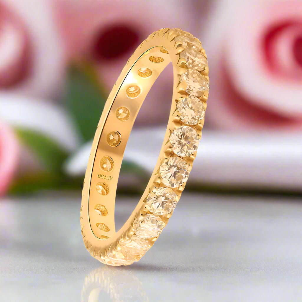 18k Yellow Gold Round Cut Diamond Wedding Band-Black Diamonds New York