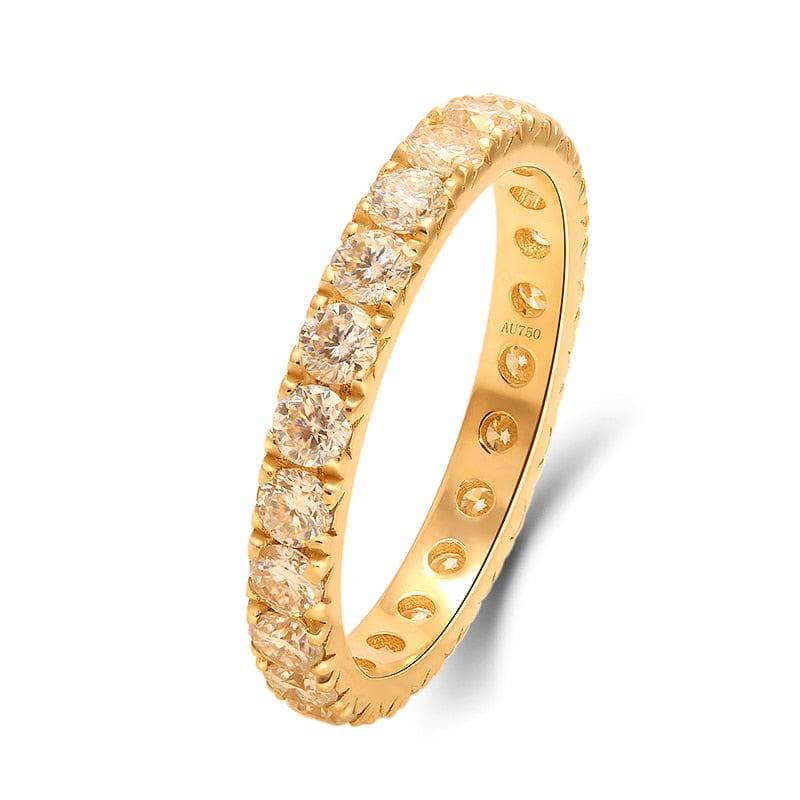 18k Yellow Gold Round Cut Moissanite Wedding Ring Band - Black Diamonds New York