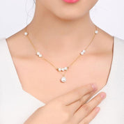 18k Yellow Gold Freshwater Pearl Necklace-Black Diamonds New York