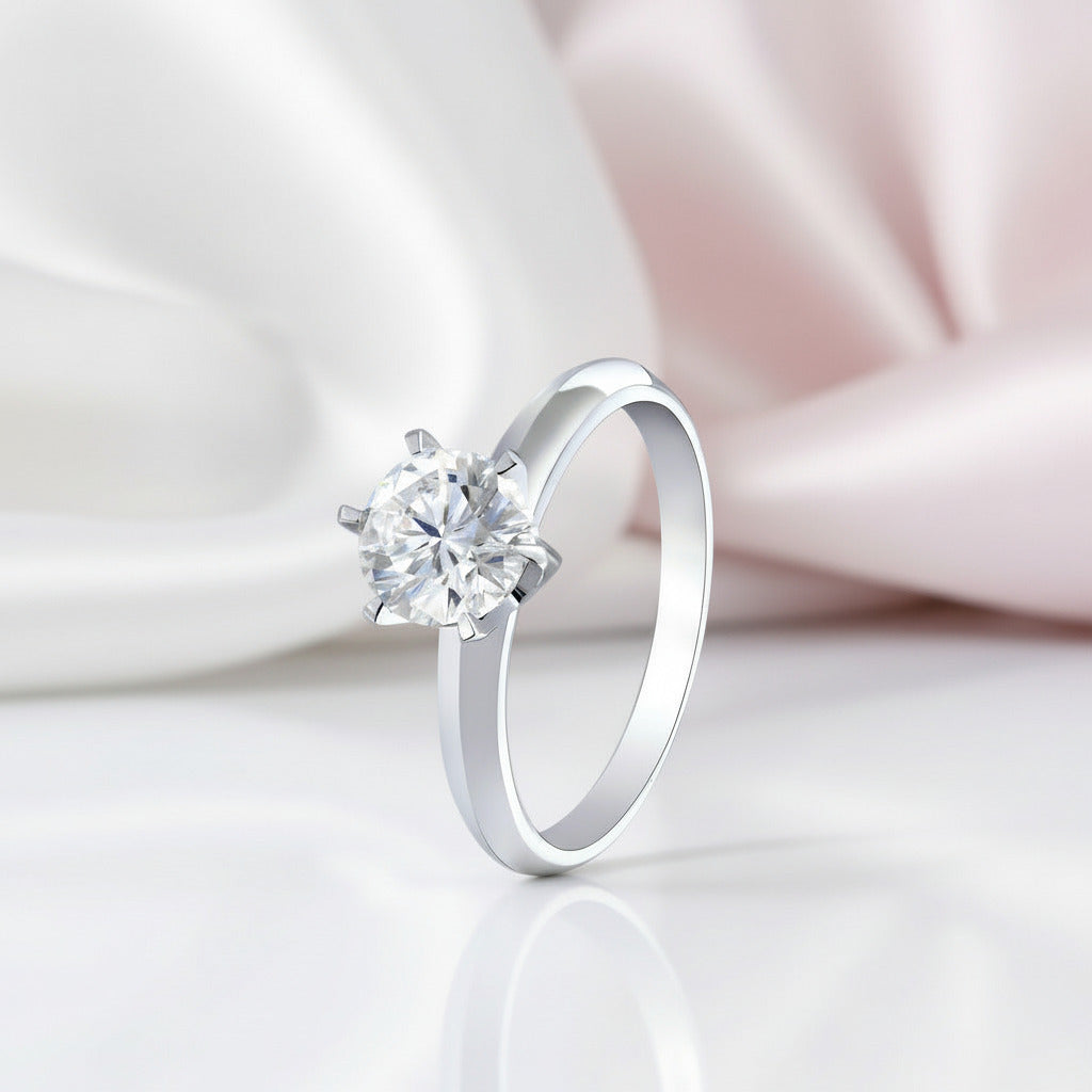 18k White Gold 1.0 Ct Diamond Option Classic Engagement Ring-Black Diamonds New York