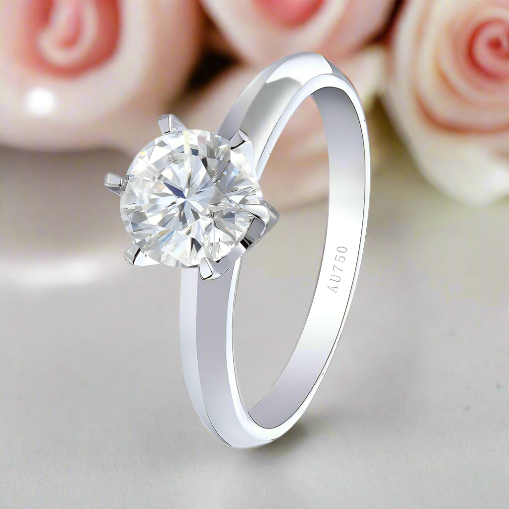 18k White Gold 1.0 Ct Diamond Classic Engagement Ring-Black Diamonds New York