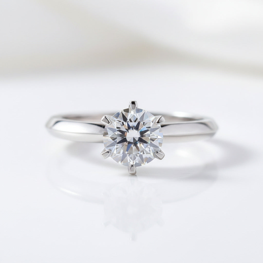 18k White Gold 1.0 Ct Diamond Option Classic Engagement Ring-Black Diamonds New York