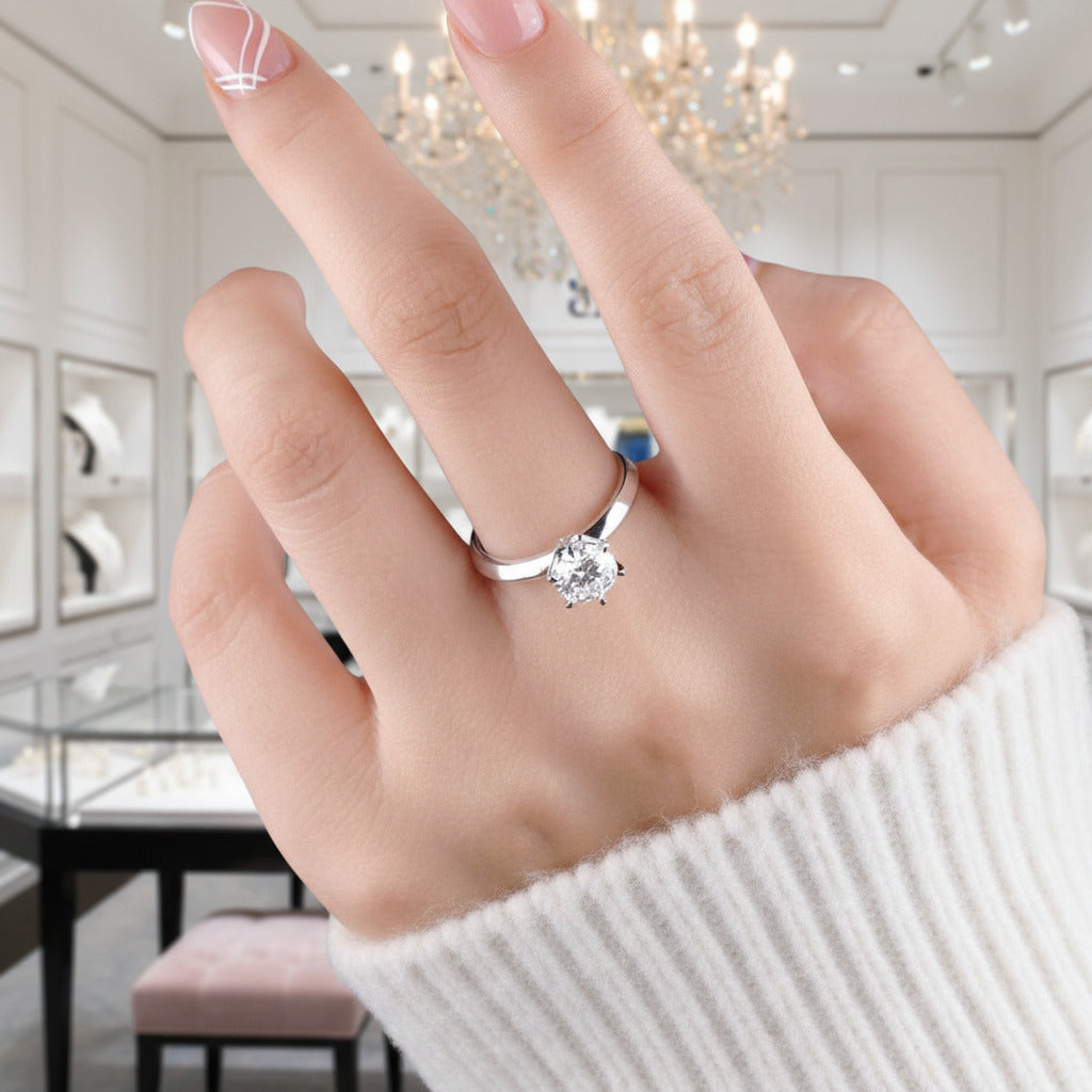 18k White Gold 1.0 Ct Diamond Option Classic Engagement Ring-Black Diamonds New York