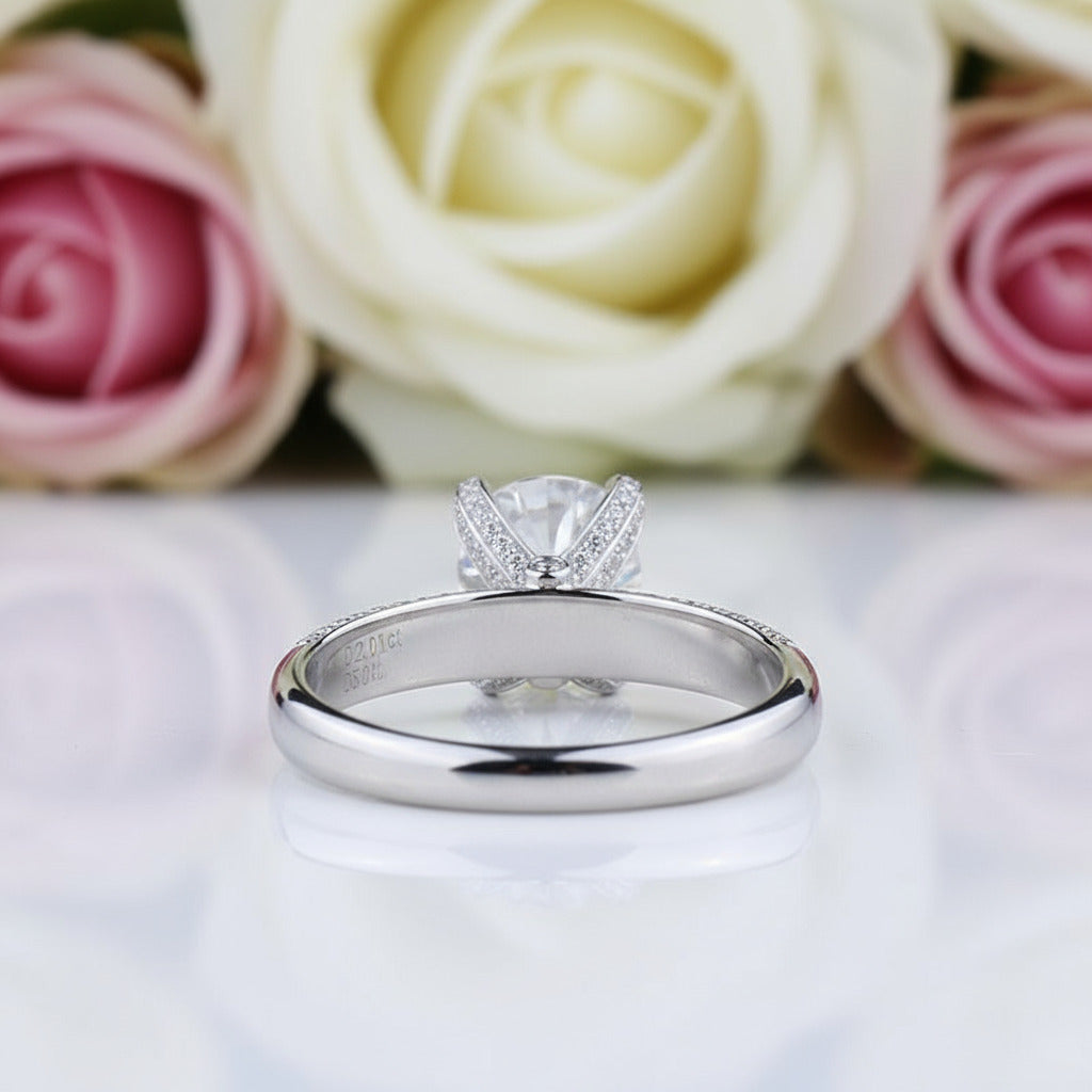 18k White Gold 1.0 Ct Round Diamond Engagement Ring-Black Diamonds New York