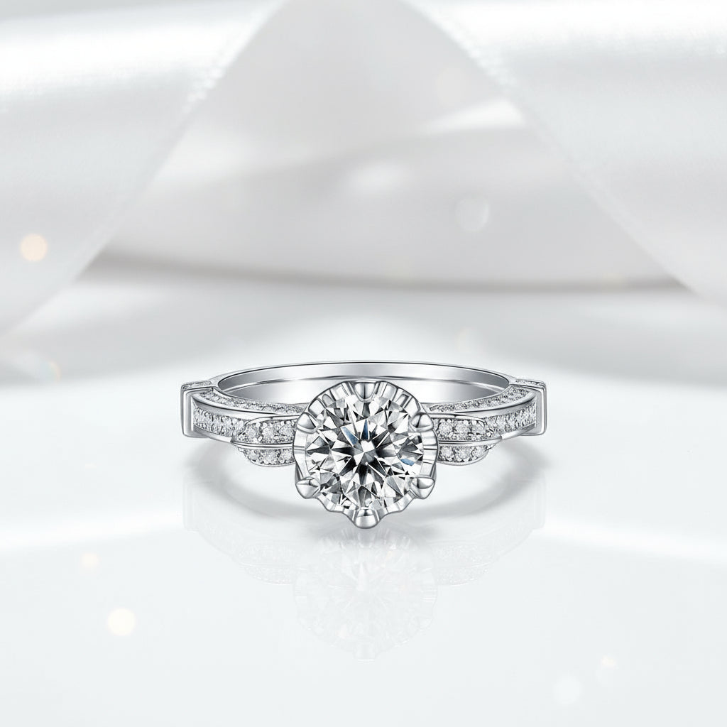 1Ct D Color Antique Option Round Diamond Option Engagement Ring-Black Diamonds New York