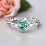 1Ct Round Green Diamond Option Woven Engagement Ring