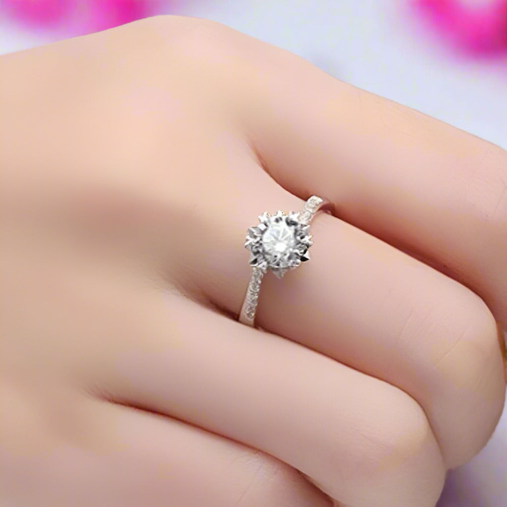 1Ct VVS1 Snowflake Diamond Engagement Ring-Black Diamonds New York