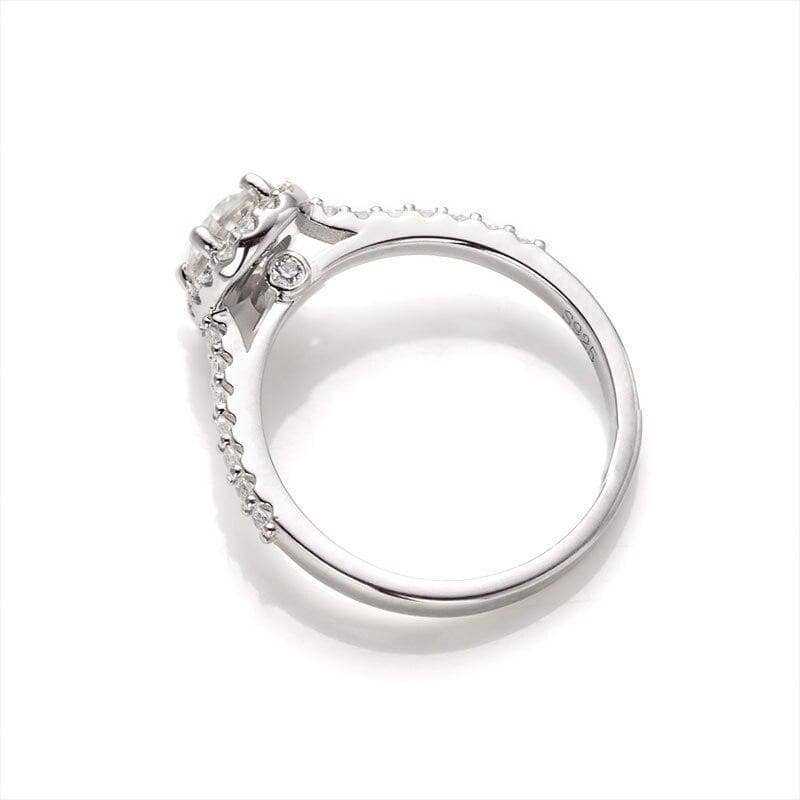 1ct 5*7mm Classic Oval Halo Moissanite Engagement Ring-Black Diamonds New York