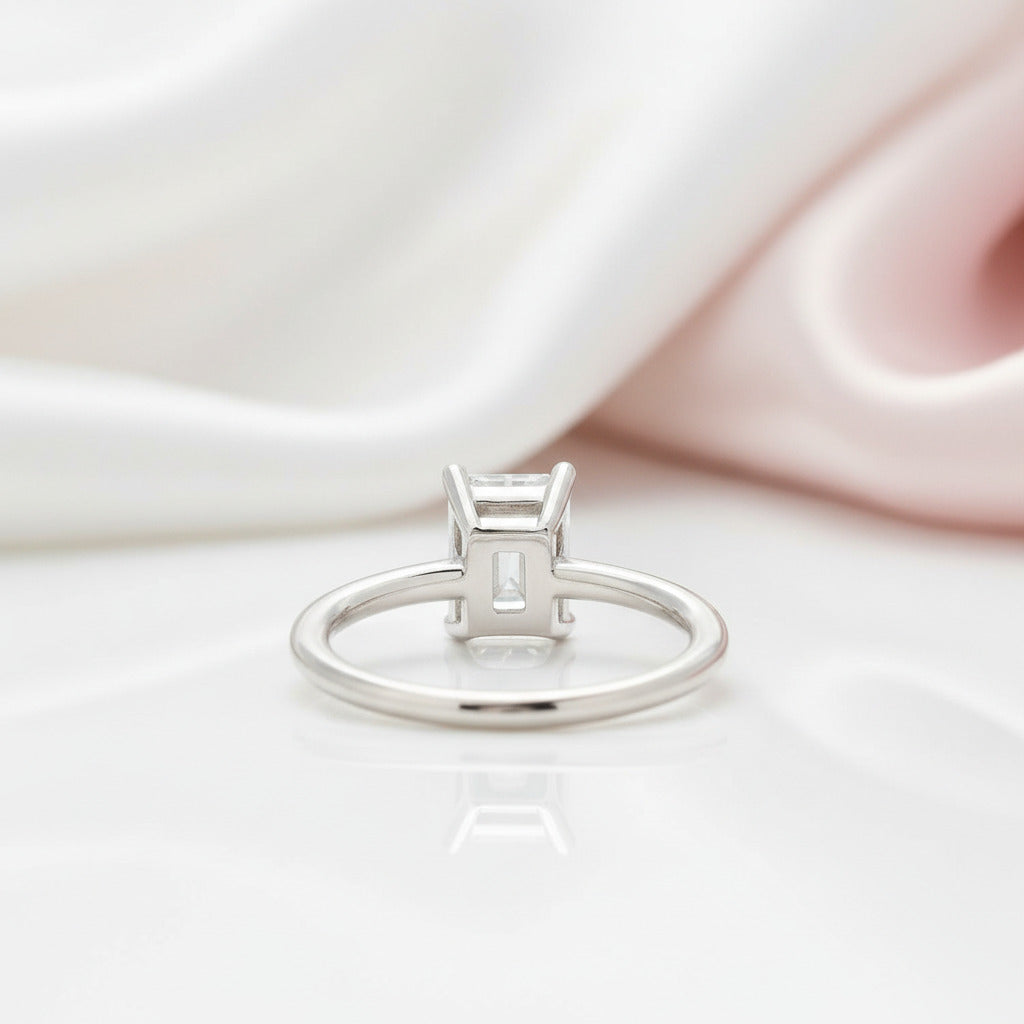 1.0 Ct Emerald Cut Diamond Option Solitaire Engagement Ring-Black Diamonds New York