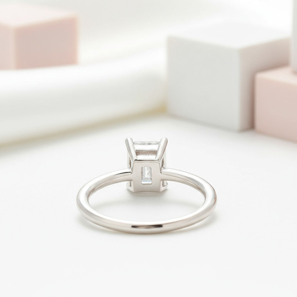 1.0 Ct Emerald Cut Diamond Solitaire Engagement Ring-Black Diamonds New York