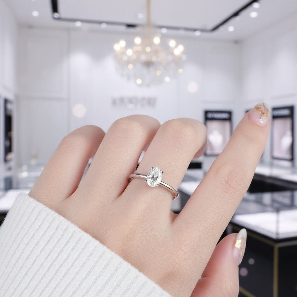 1.0 Ct Oval Cut Diamond Option Solitaire Engagement Ring-Black Diamonds New York