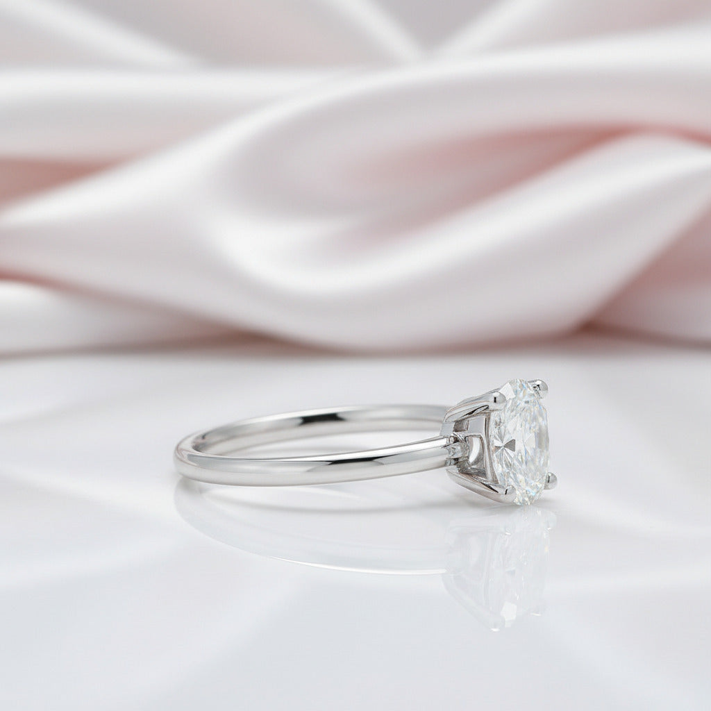 1.0 Ct Oval Cut Diamond Option Solitaire Engagement Ring-Black Diamonds New York