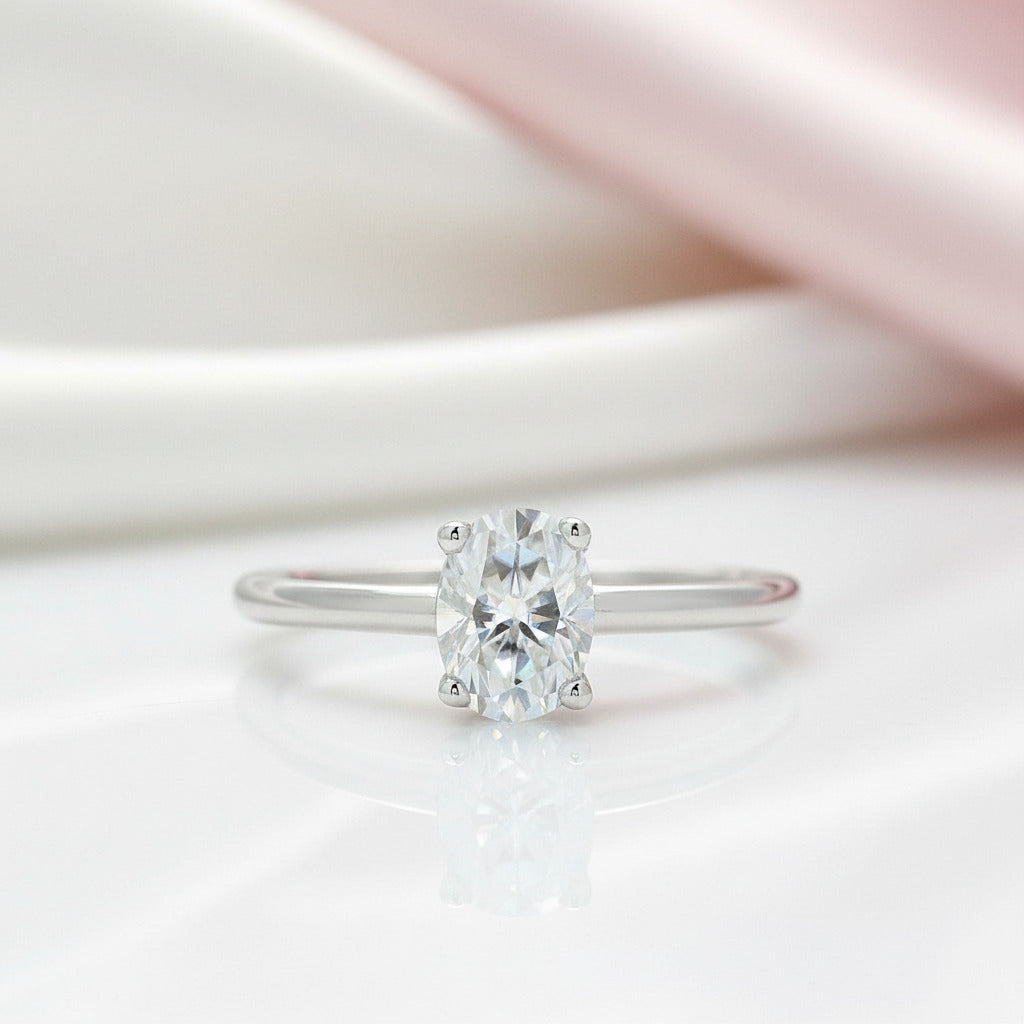 1.0 Ct Oval Cut Diamond Option Solitaire Engagement Ring-Black Diamonds New York