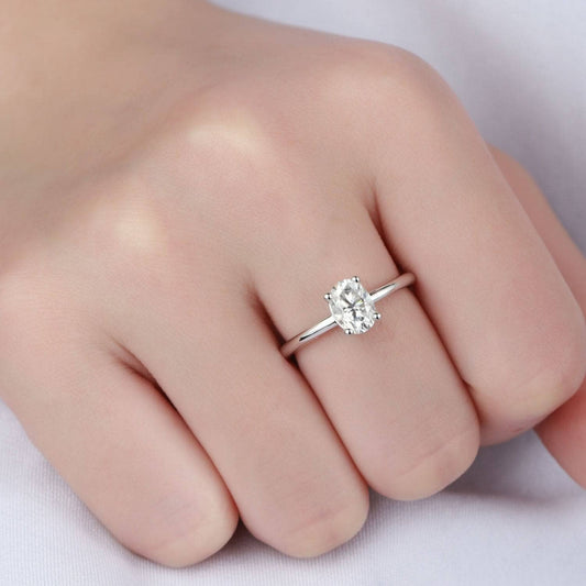 1ct 5*7mm Oval Cut Diamond Solitaire Engagement Ring-Black Diamonds New York