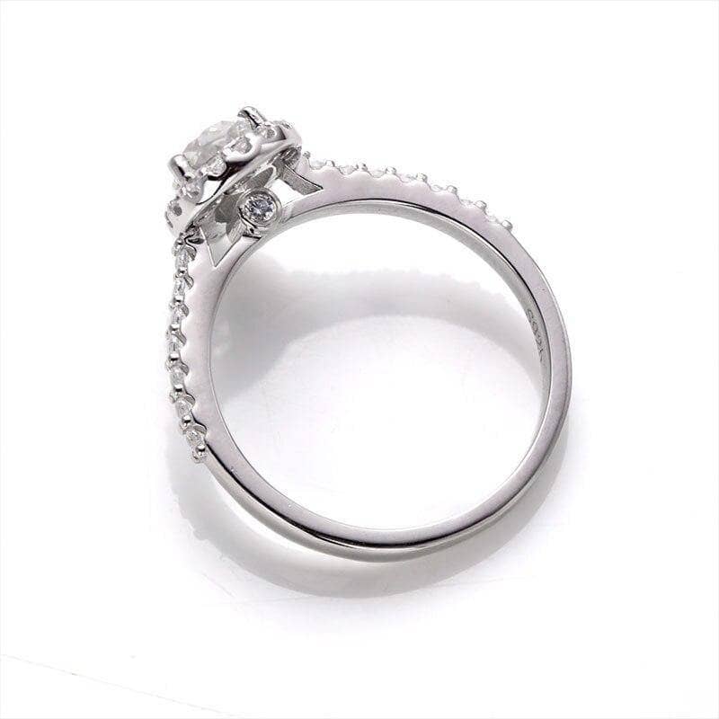 1ct 5*8mm Pear Cut Diamond Petite Halo Engagement Ring-Black Diamonds New York