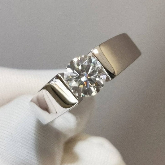 1ct 6.5mm Excellent Cut Moissanite Wedding Band-Black Diamonds New York
