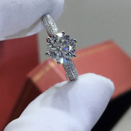 1ct 6.5mm Moissanite Star Princess Wedding Ring-Black Diamonds New York