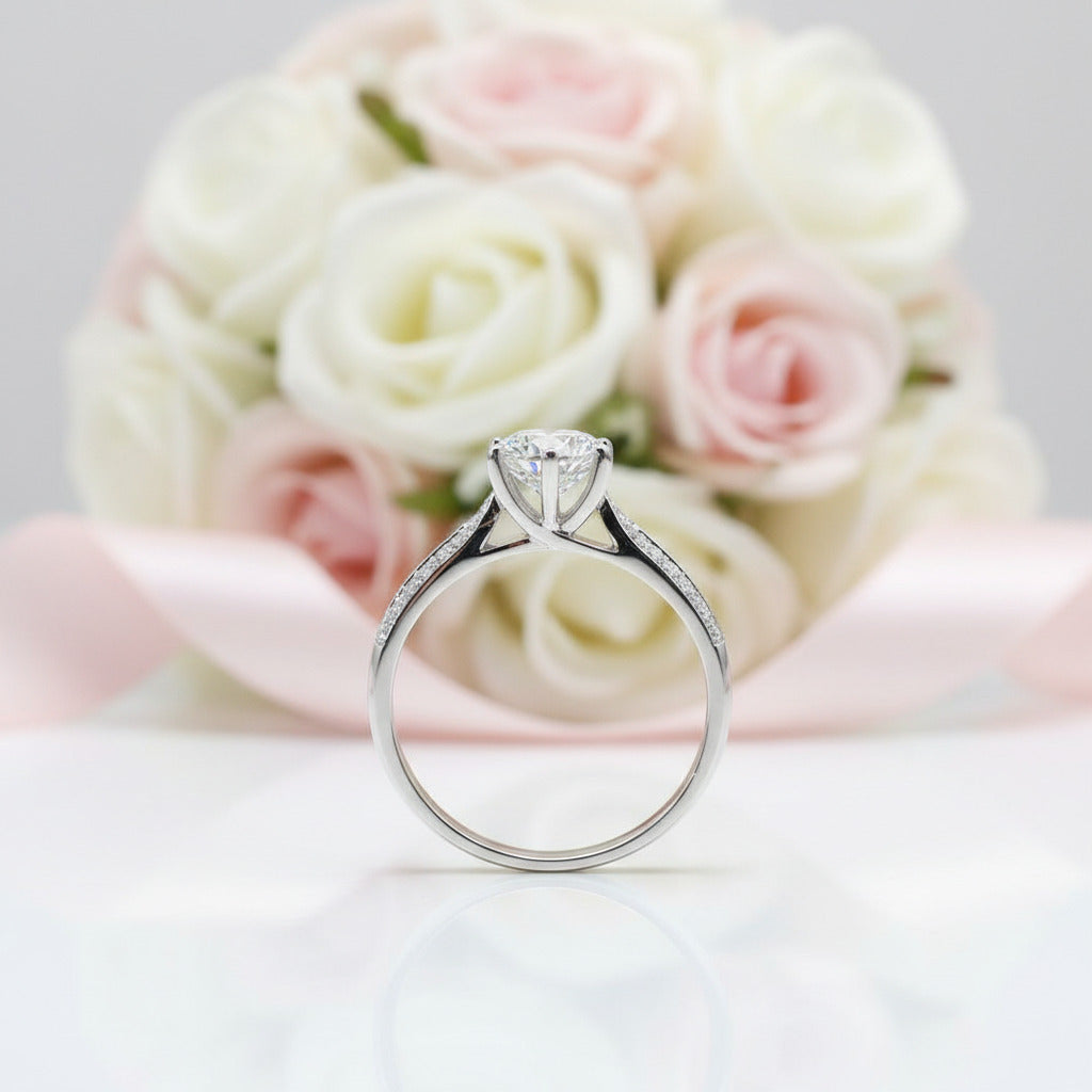 1ct 6.5mm Diamond Option Star Princess Wedding Ring-Black Diamonds New York