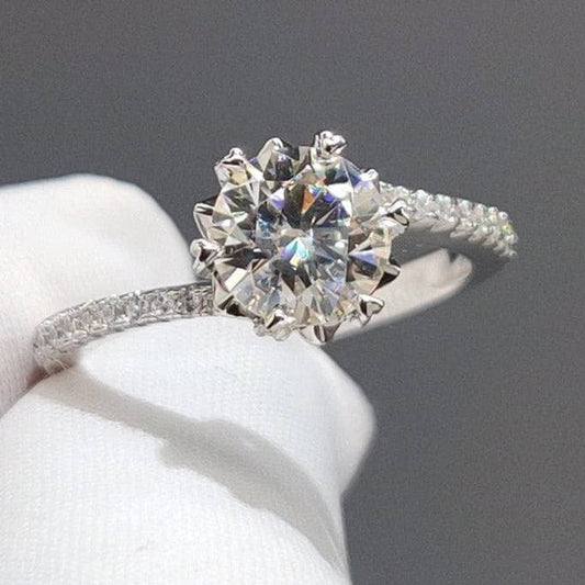 1ct 6.5mm Round Cut D Color Diamond Snowflake Engagement Ring-Black Diamonds New York
