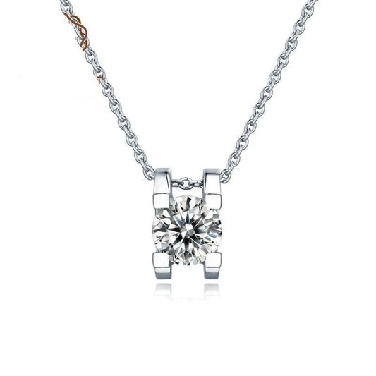 1ct 6.5mm Round Cut Moissanite Diamond Necklace-Black Diamonds New York