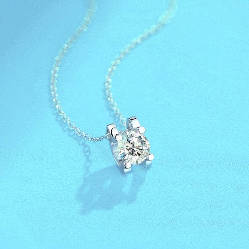 1ct 6.5mm Round Cut Moissanite Diamond Necklace - Black Diamonds New York