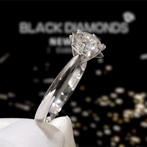 1ct 6.5mm Round Cut Moissanite Straight Snowflake Engagement Ring - Black Diamonds New York