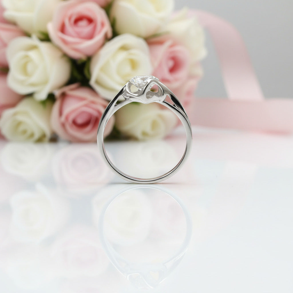 1.0 Ct Round Diamond Option Angel Engagement Ring-Black Diamonds New York