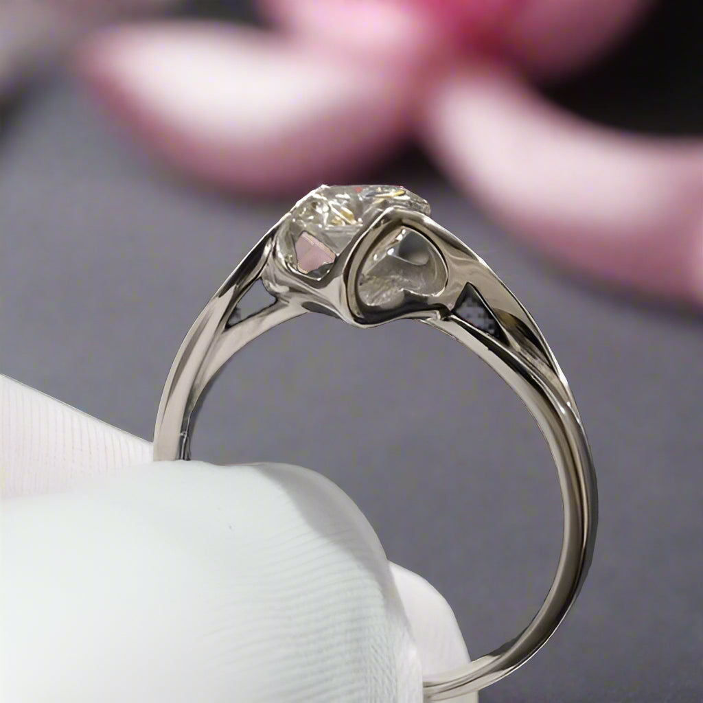 1.0 Ct Round Diamond Angel Engagement Ring-Black Diamonds New York