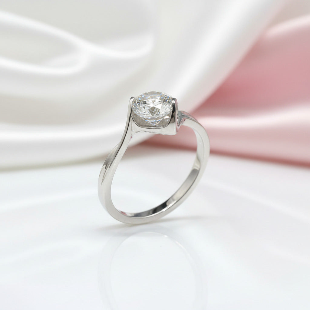 1.0 Ct Round Diamond Option Angel Engagement Ring-Black Diamonds New York