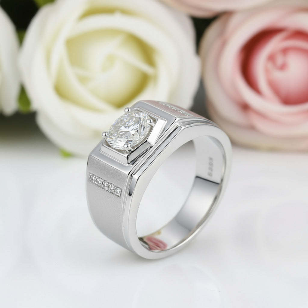 1Ct 6.5mm Solitaire Diamond Men's Ring-Black Diamonds New York