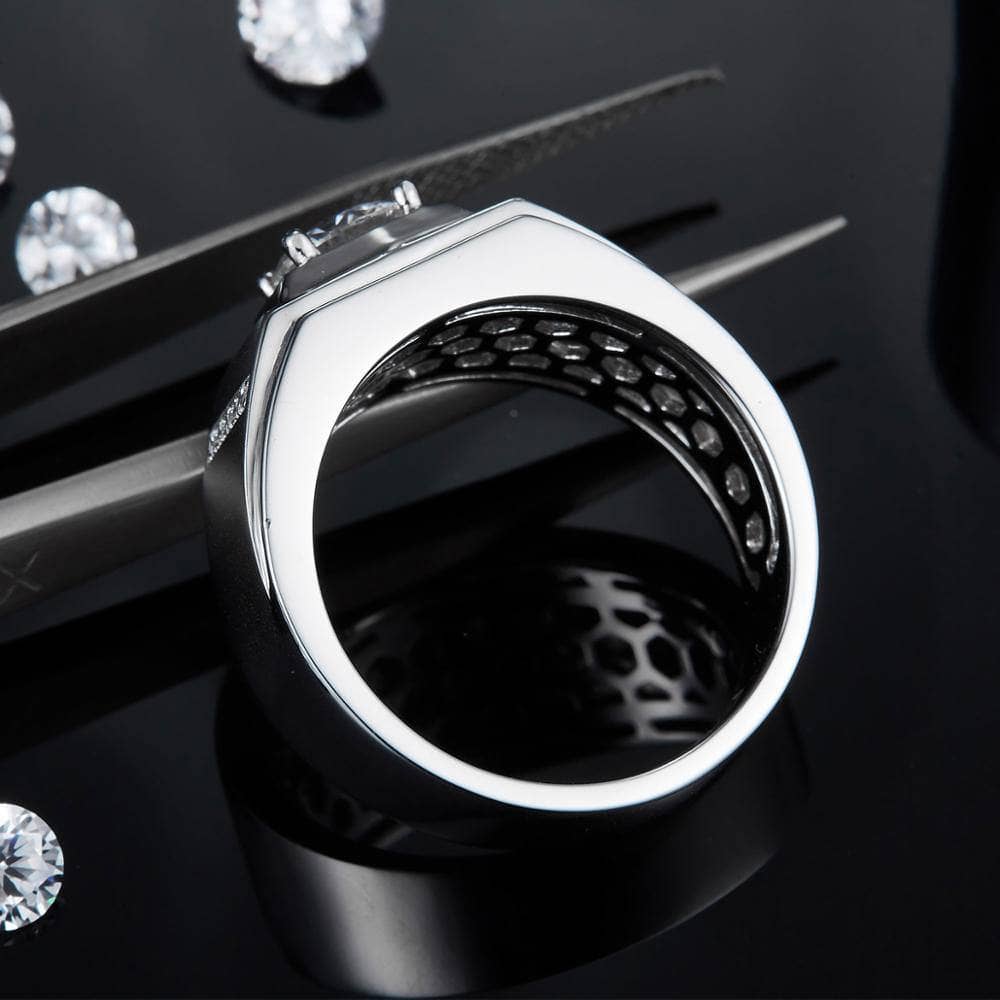 1 Ct. 6.5mm Solitaire Moissanite Diamond Men's Ring - Black Diamonds New York