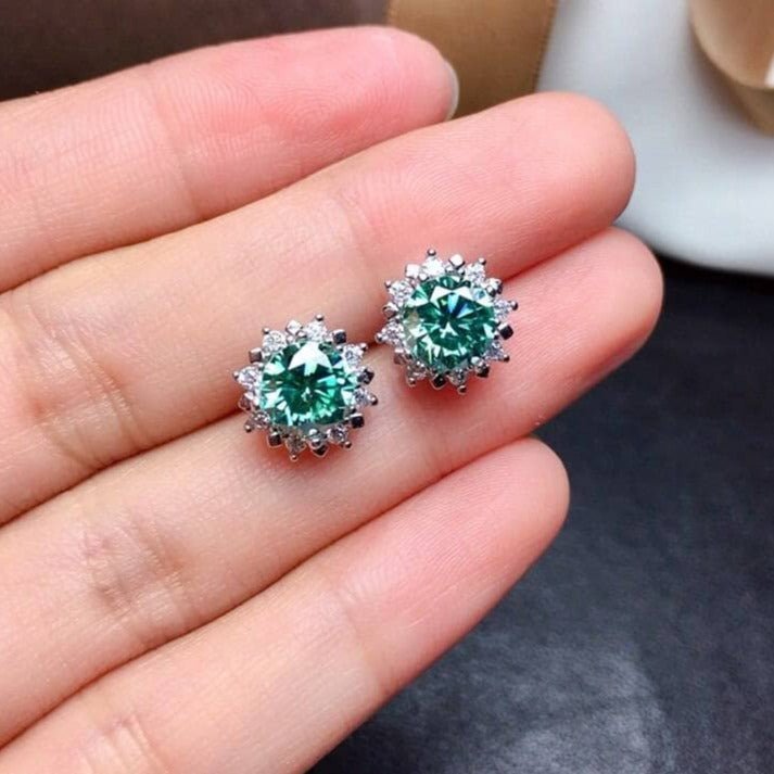 1ct Brilliant Cut Green Moissanite Snowflake Shaped Jewelry Set-Black Diamonds New York