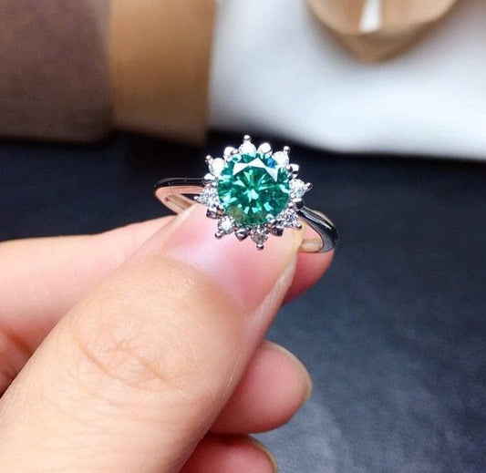1ct Brilliant Cut Green Diamond Snowflake Shaped Jewelry Set-Black Diamonds New York