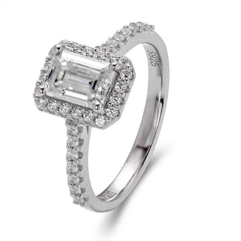 1ct Classic Emerald Cut Halo Diamond Engagement Ring-Black Diamonds New York