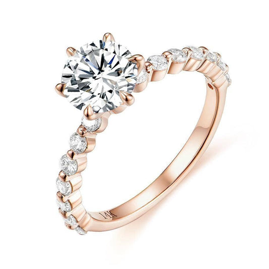 1ct Clear Round Diamond 14K Rose Gold Bubble Ring-Black Diamonds New York