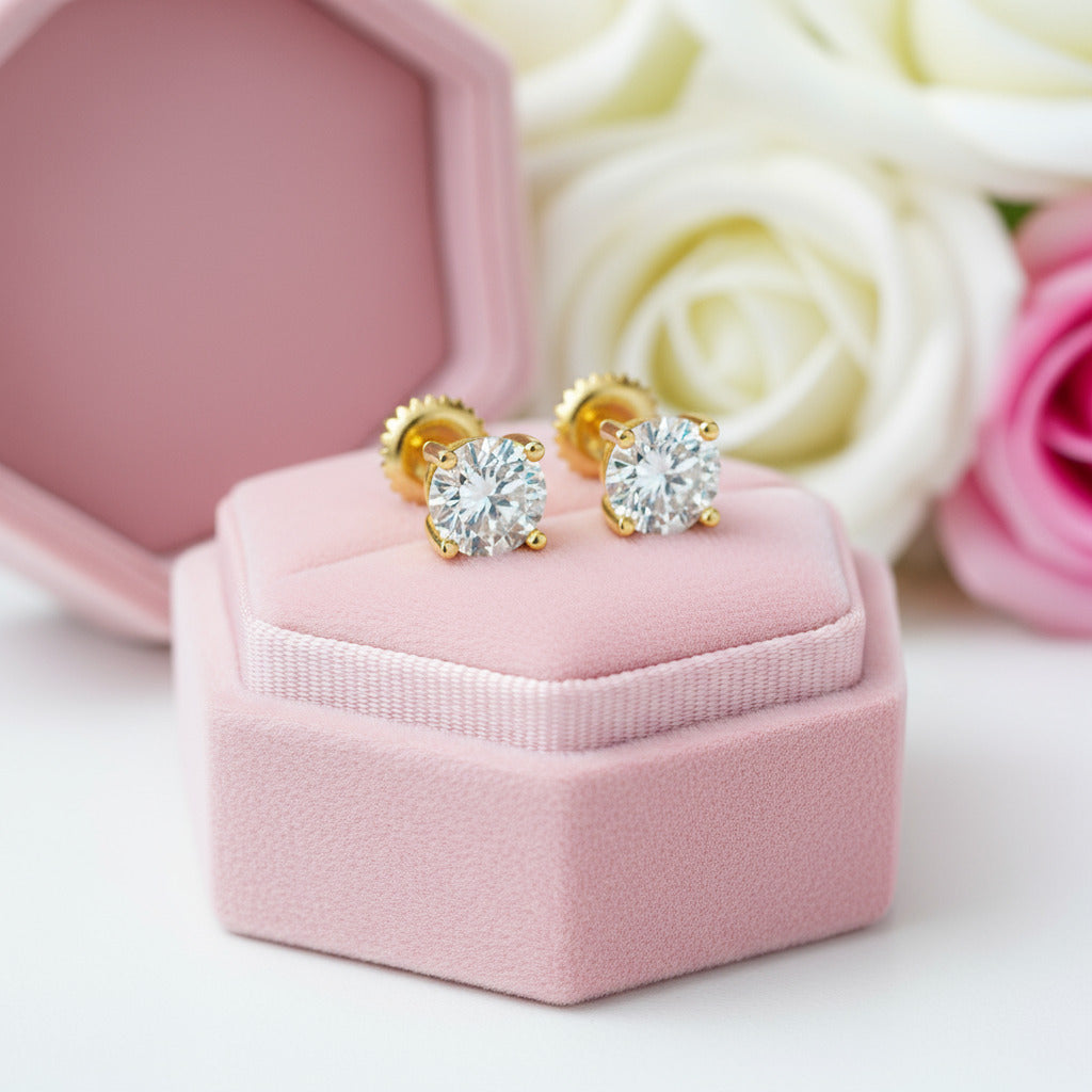 1.0 Ct D Color Diamond Stud Earrings-Black Diamonds New York