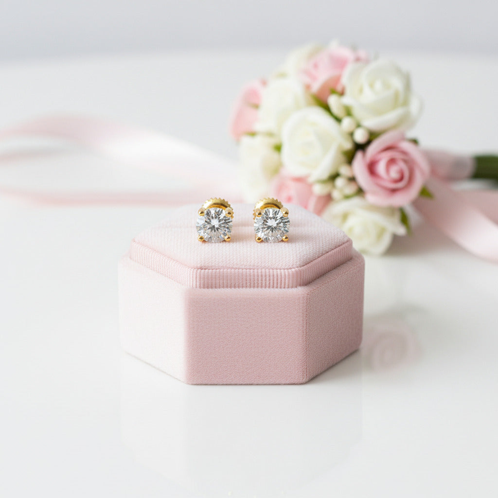 1.0 Ct D Color Diamond Option Stud Earrings-Black Diamonds New York