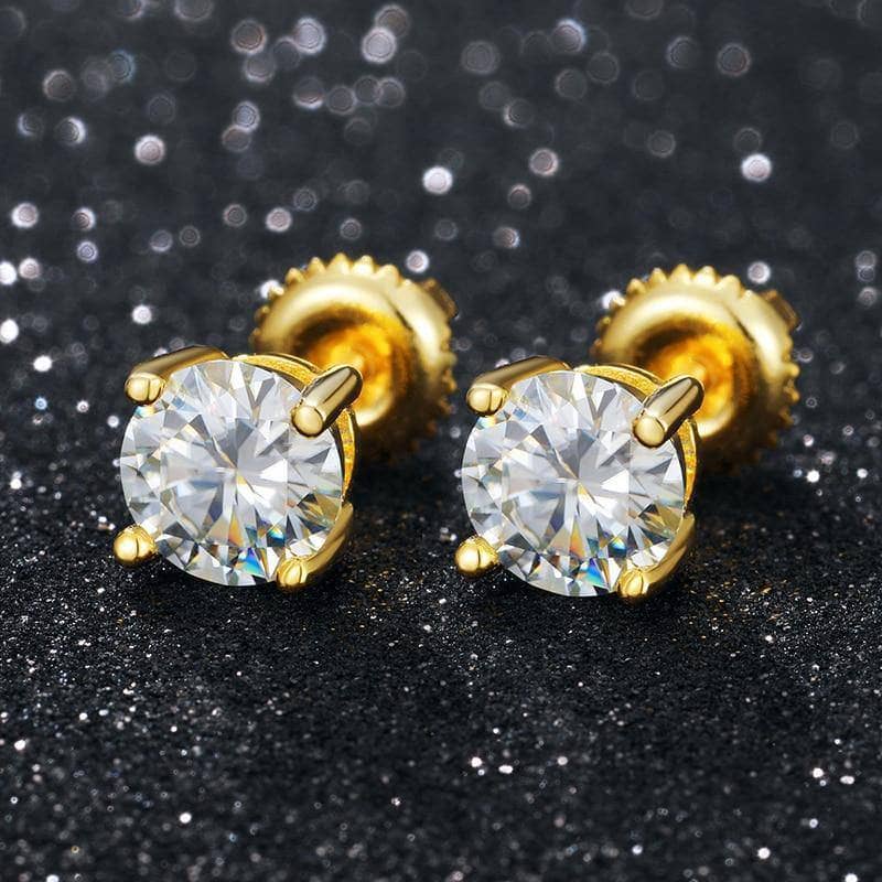 1ct D Color Moissanite Diamond Stud Earrings - Black Diamonds New York