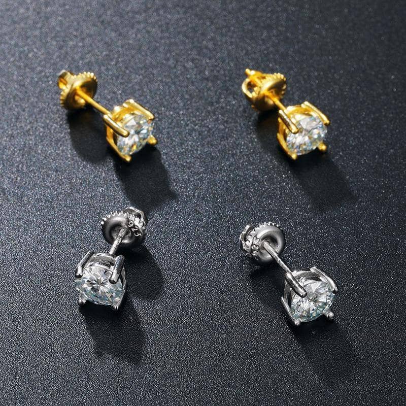 1ct D Color Moissanite Diamond Stud Earrings - Black Diamonds New York
