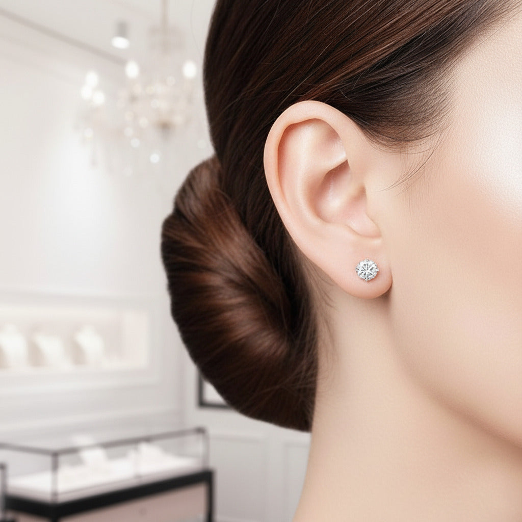 1.0 Ct D Color Diamond Stud Earrings-Black Diamonds New York