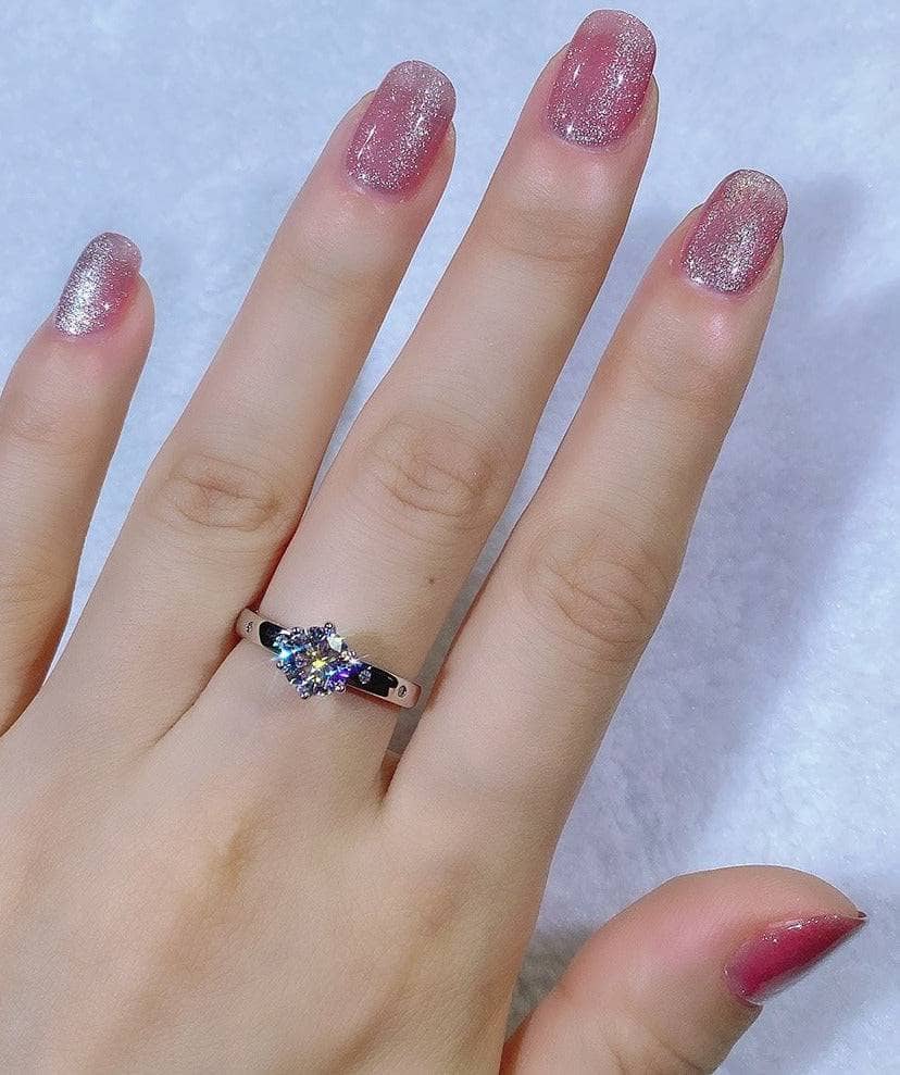 1ct D Color Round Moissanite Engagement Ring - Black Diamonds New York