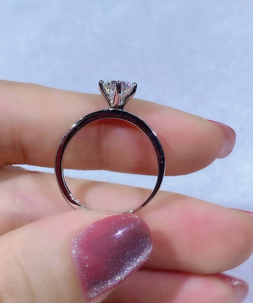 1ct D Color Round Moissanite Engagement Ring-Black Diamonds New York