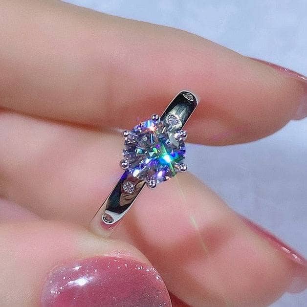 1ct D Color Round Diamond Engagement Ring-Black Diamonds New York