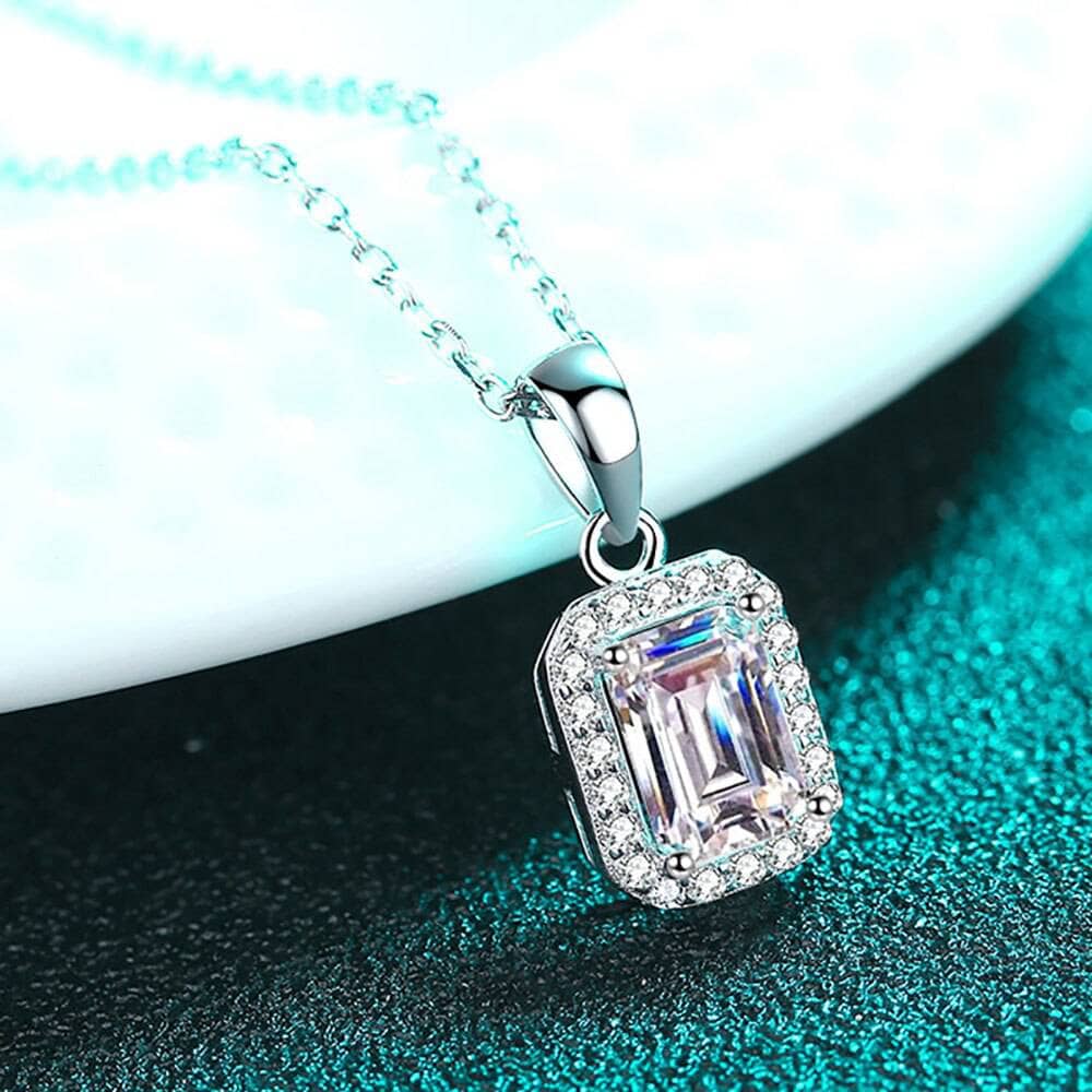 1ct Emerald Cut Diamond Clavicle Chain Necklace-Black Diamonds New York