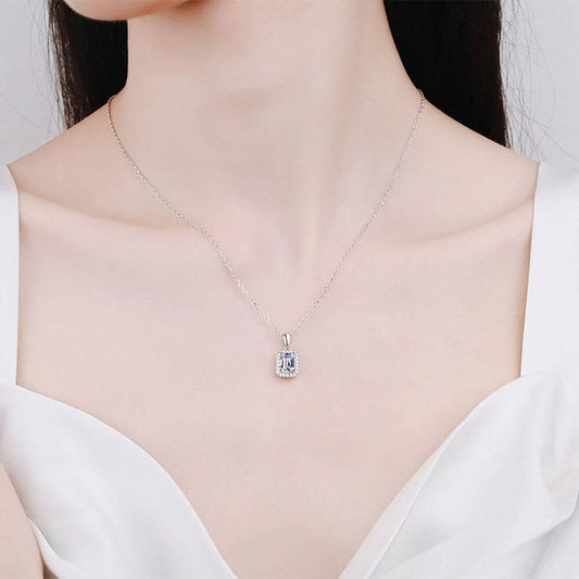 1ct Emerald Cut Moissanite Clavicle Chain Necklace-Black Diamonds New York