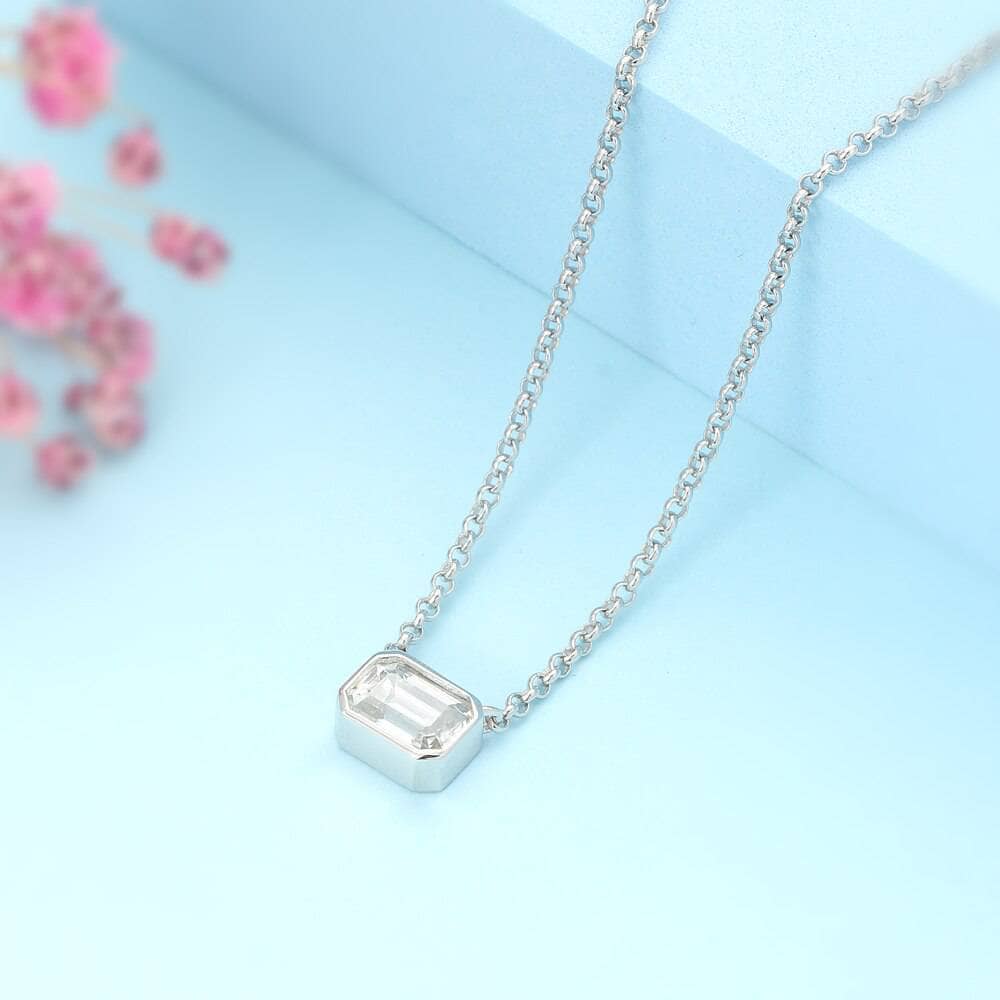 1ct Emerald Cut Diamond Pendant Necklace-Black Diamonds New York