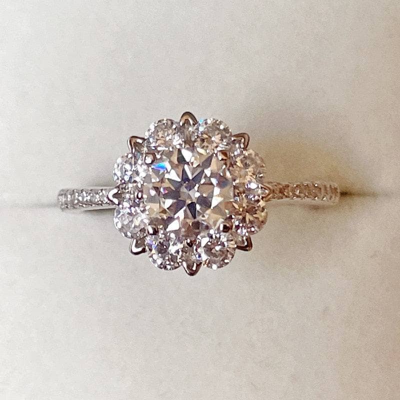 1ct Flower Design Moissanite Engagement Ring - Black Diamonds New York