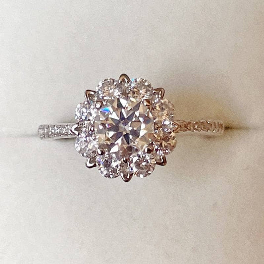 1ct Flower Design Moissanite Engagement Ring-Black Diamonds New York