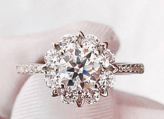 1ct Flower Design Moissanite Engagement Ring-Black Diamonds New York