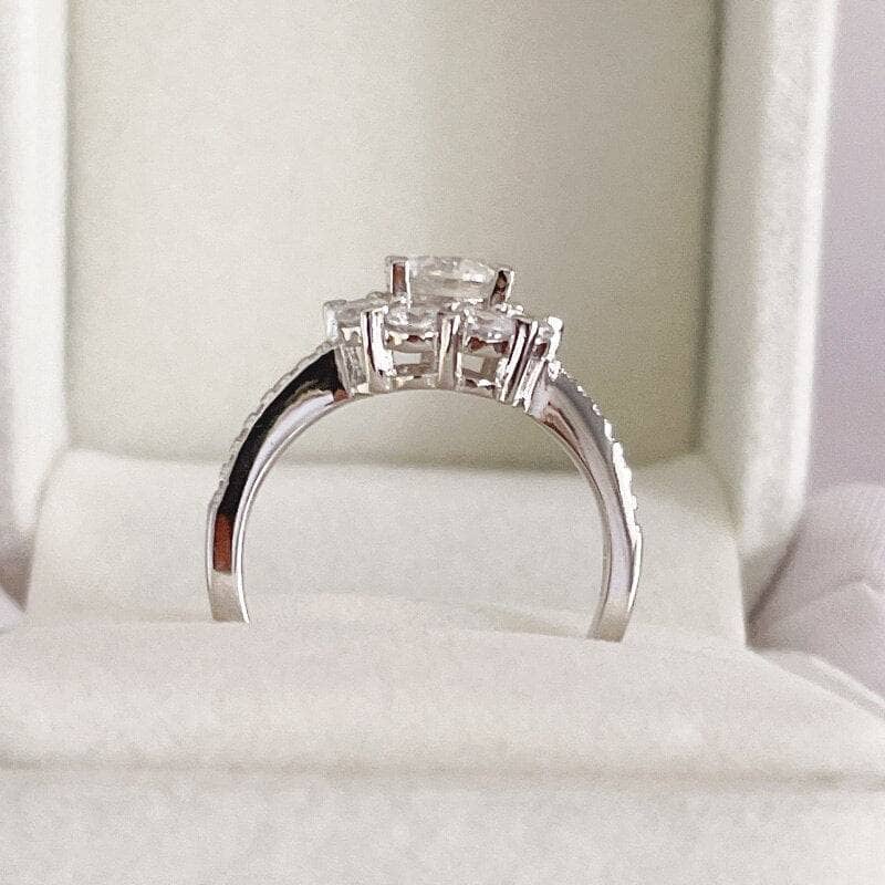 1ct Flower Design Moissanite Engagement Ring - Black Diamonds New York
